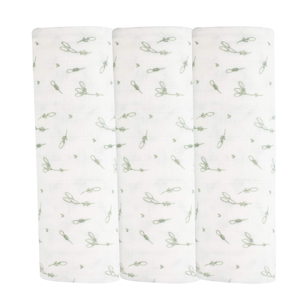Set of 3 baby swaddles with wheat ear patterns