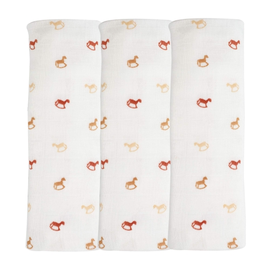 3 baby swaddles with rocking horse pattern
