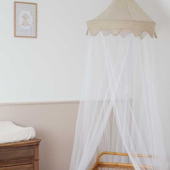 Dossel para cama de bebé cor de areia
