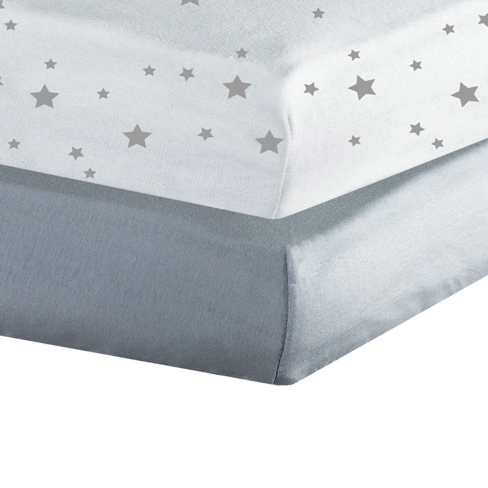 Set di 2 lenzuola con angoli in jersey - Bianco / Grigio Trois Kilos Sept - 1