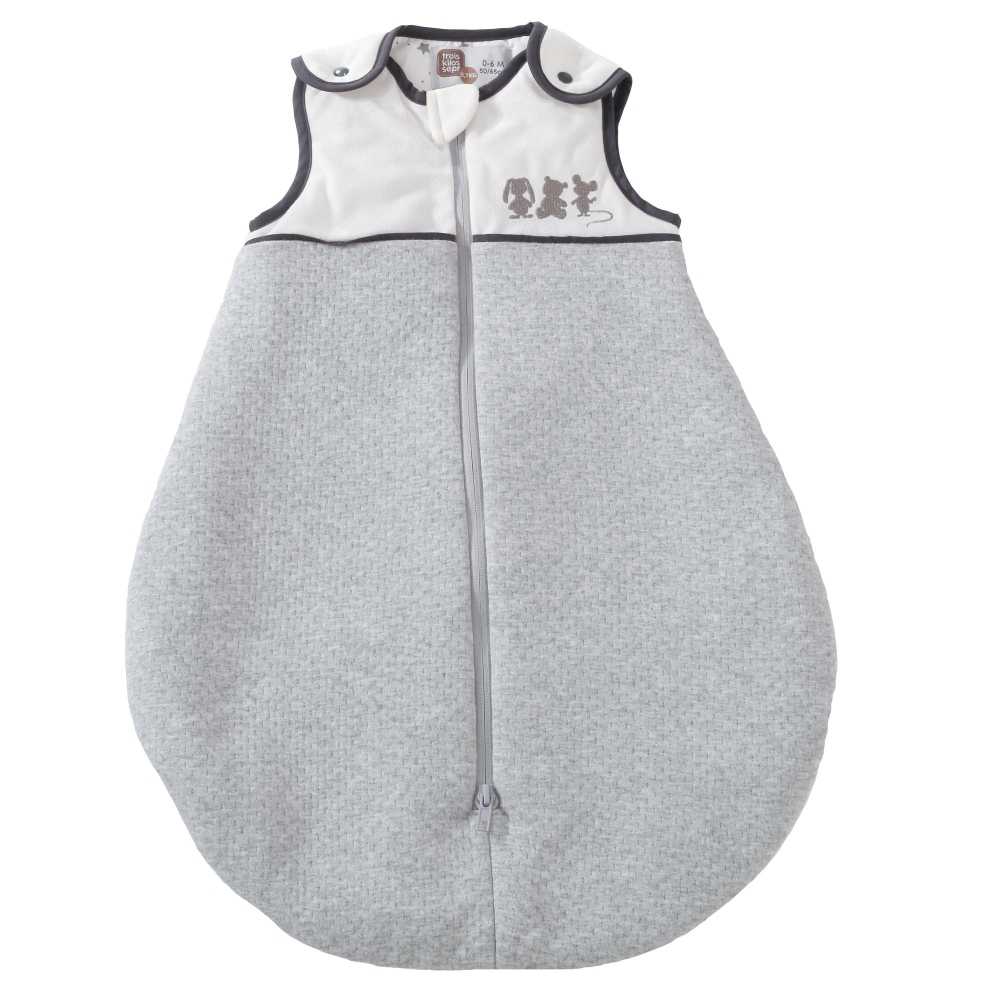 Saco de dormir para bebé TOG 2 branco e cinzento em veludo mesclado, 65 cm Saco de dormir para bebé TOG 2 branco e cinzento em veludo mesclado, 65 cm