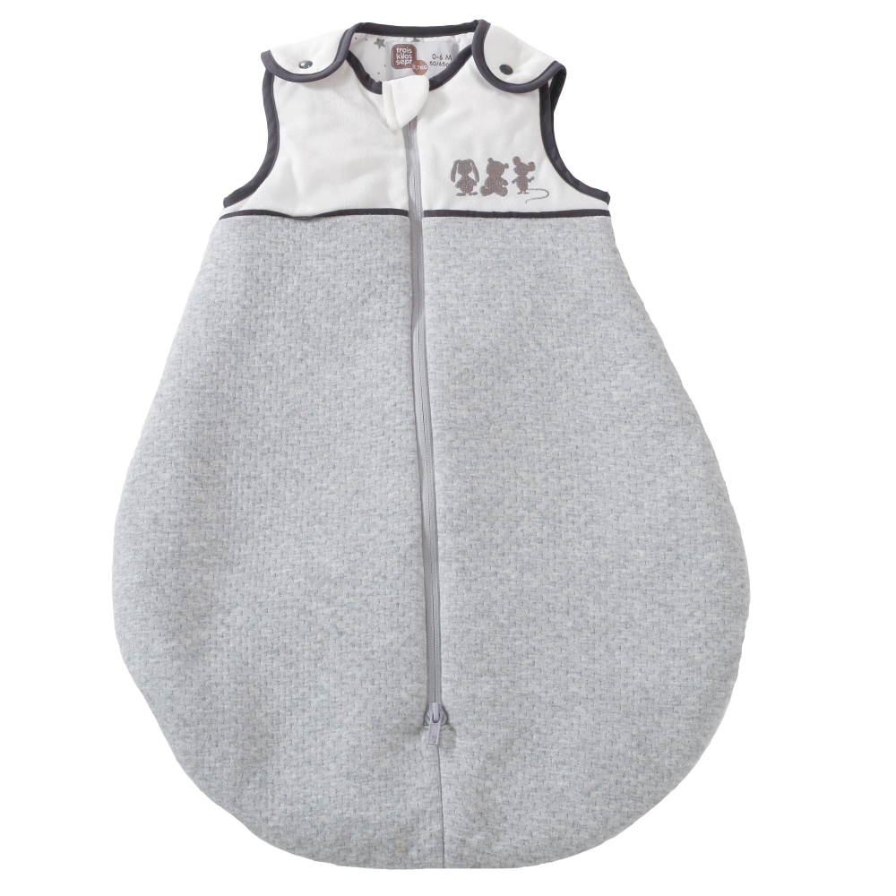 white and gray mottled velour sleeping bag tog 2, 65 cm