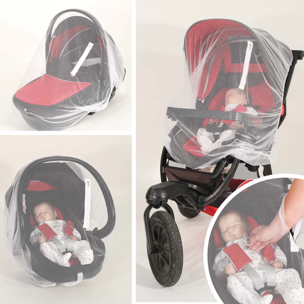 Zippered mosquito net - Cosy / Stroller / Pram - White