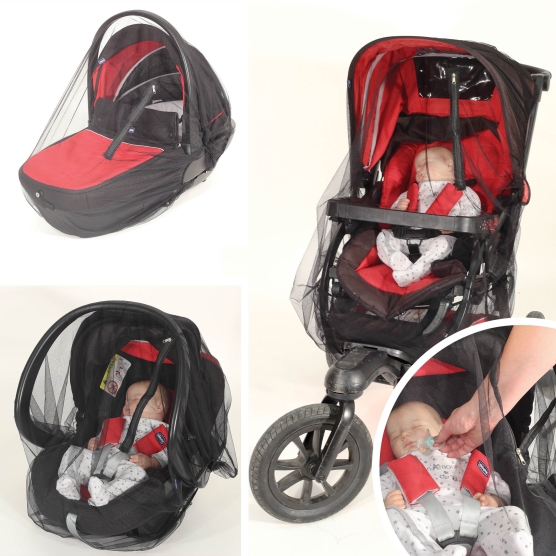Mosquito net with zipper - Cosy / Stroller / Carriage - Black