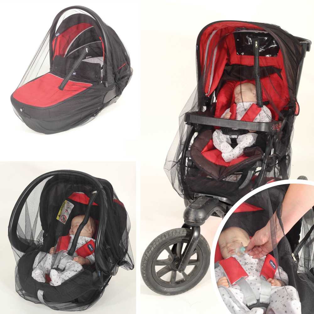 Reißverschluss-Moskitonetz - Cosy / Kinderwagen / Kinderwagen - Schwarz