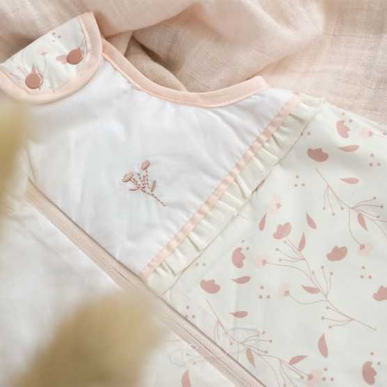 Saco de dormir para recém-nascido em algodão biológico Rosa e Lili