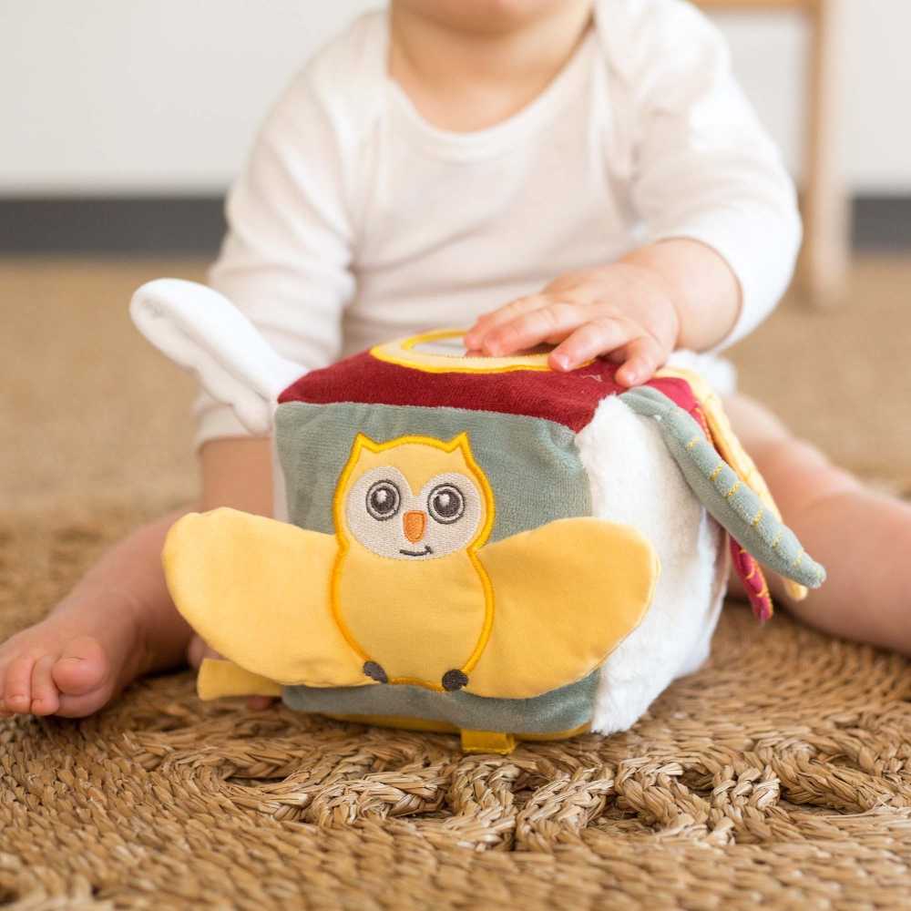Cubo para bebé com um bebé a brincar Cubo para bebé com um bebé a brincar