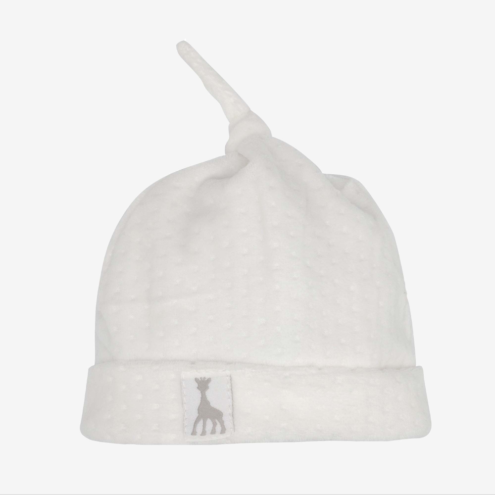 Bonnet naissance velours jacquard - Beige - ©Sophie la girafe