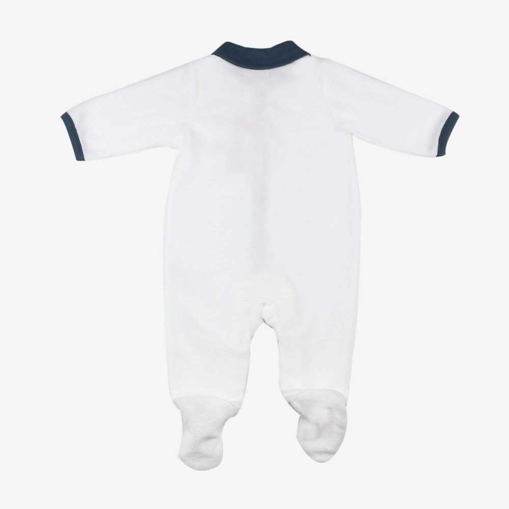 Parte de trás do pijama Y azul-marinho com gola polo