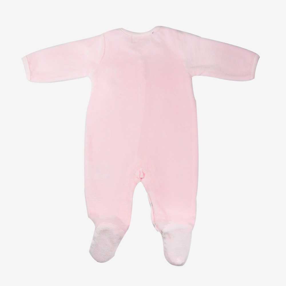 Parte de trás do babygrow Y rosa - veludo drop needle - ©Sophie la girafe Parte de trás do babygrow Y rosa - veludo drop needle - ©Sophie la girafe