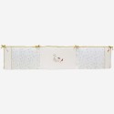 Protector de cuna amarillo mostaza y terracota desplegado Protector de cuna amarillo mostaza y terracota desplegado