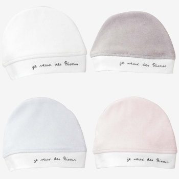 Bonnet naissance "je veux des Bisous" - Coloris au choix Trois Kilos Sept - 2