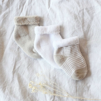 Set of 3 pairs of beige socks Trois Kilos Sept - 2