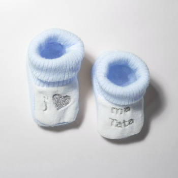 Chaussons "J'aime ma tata" bleu Chaussons "J'aime ma tata" bleu