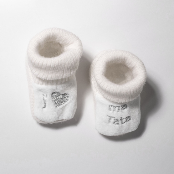 Baby booties "I love my auntie" Trois Kilos Sept - 1