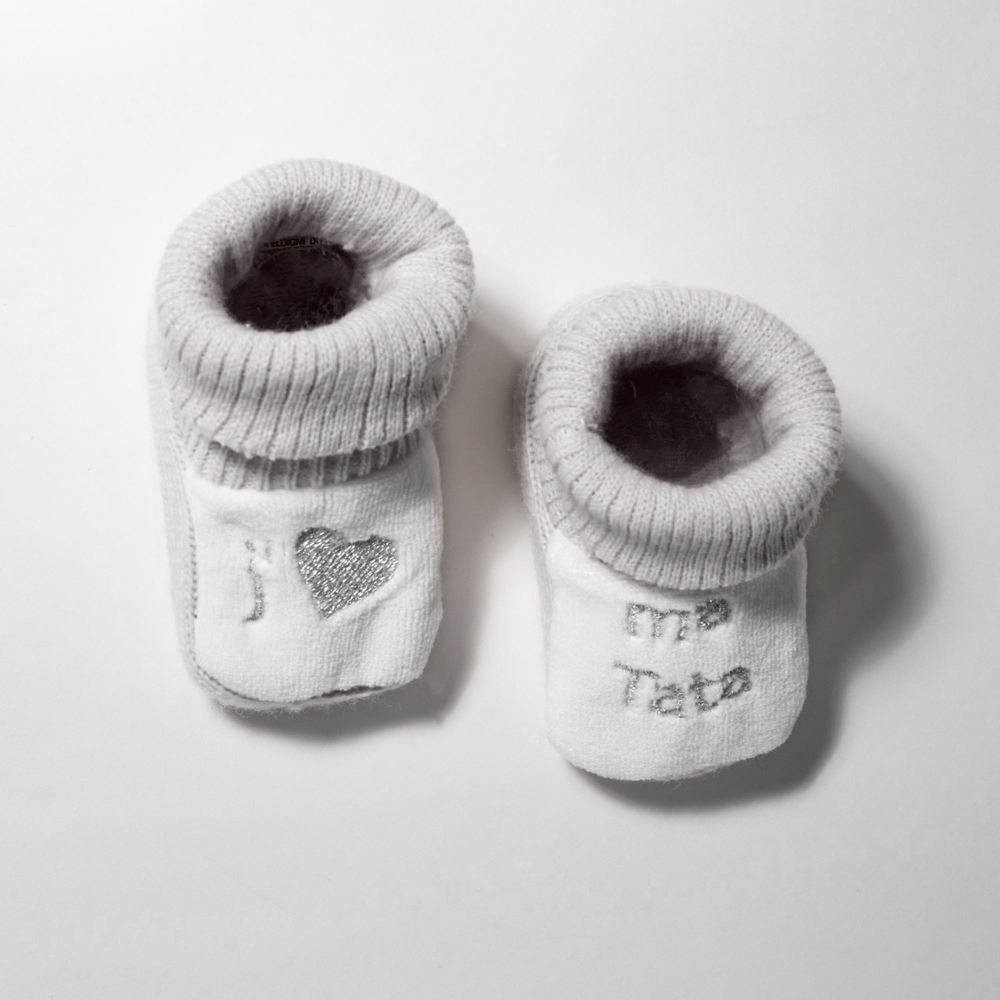 Babyslofjes "Ik hou van mijn tante" grijs Babyslofjes "Ik hou van mijn tante" grijs