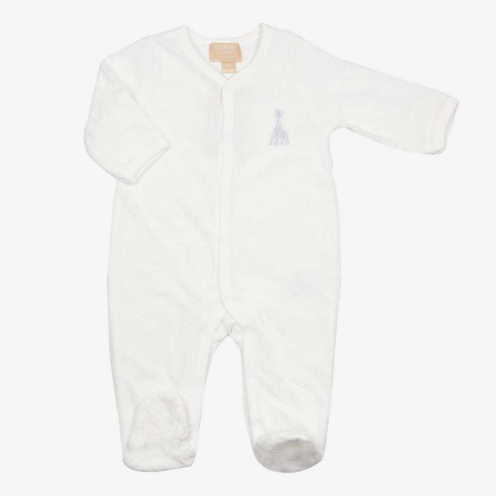 Babygrow em Y bege - Veludo jacquard - ©Sophie la girafe