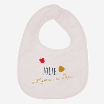 Bib "Mommy and Daddy's Pretty Heart" white Bib "Mommy and Daddy's Pretty Heart" white