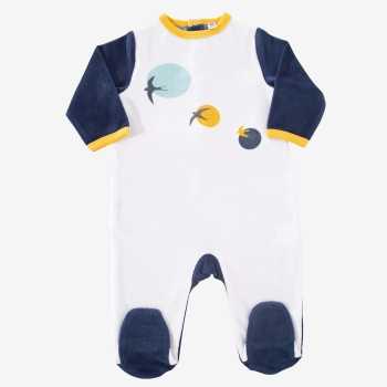 Pijama de bebé com lua e pássaros Pijama de bebé com lua e pássaros