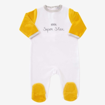 Baby pajamas with mustard sleeves