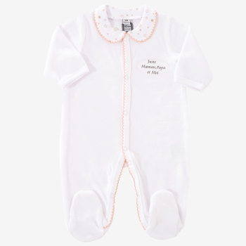 "Just Mommy, Daddy and Me" pink peter pan collar pajama with stars