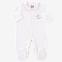 Pijama "Só a Mamã, o Papá e Eu" rosa com gola Claudine e estrelas