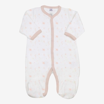 White sleepsuit with pink confetti White sleepsuit with pink confetti