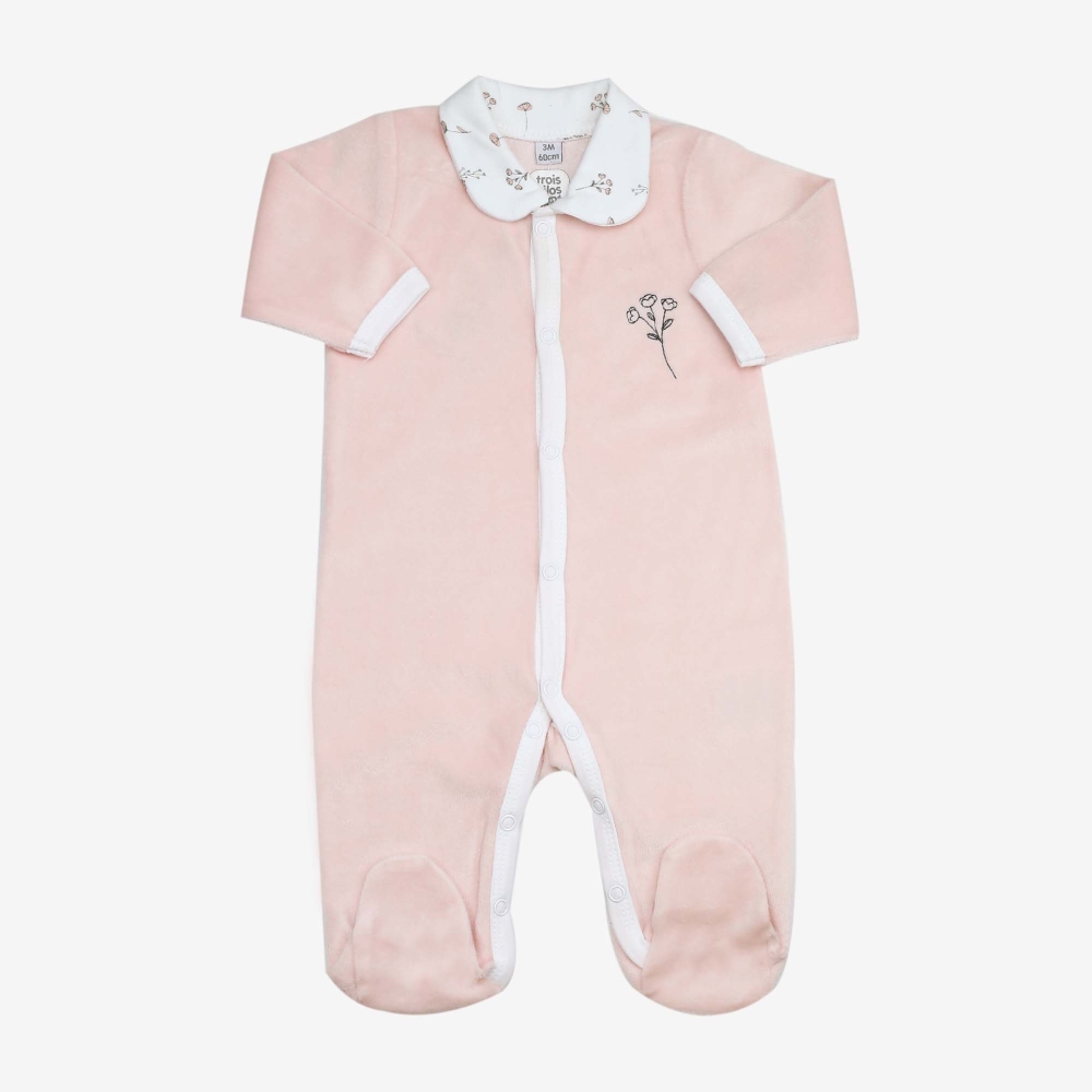 Pijama rosa empolvado cuello claudine Pijama rosa empolvado cuello claudine