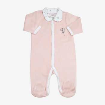 Pijama rosa-pó com gola bebé