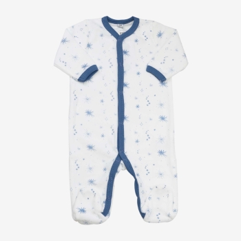White sleepsuit with blue confetti White sleepsuit with blue confetti