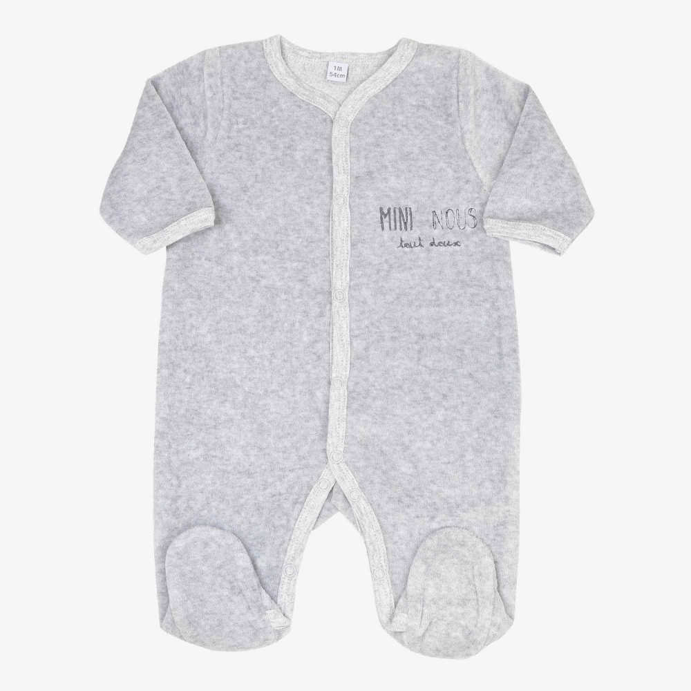 Pijama gris jaspeado bordado u00ABmini-nousu00BB Pijama gris jaspeado bordado u00ABmini-nousu00BB