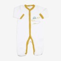 Pijama de bebé branco e mostarda