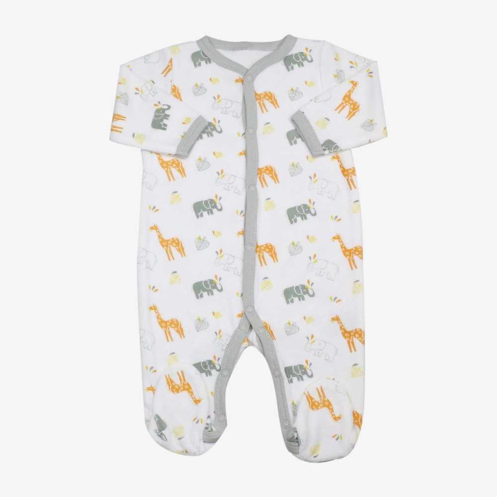Pijama de veludo para bebé com tema de selva
