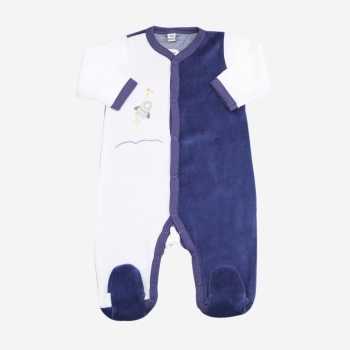 Pijama blanco y azul marino