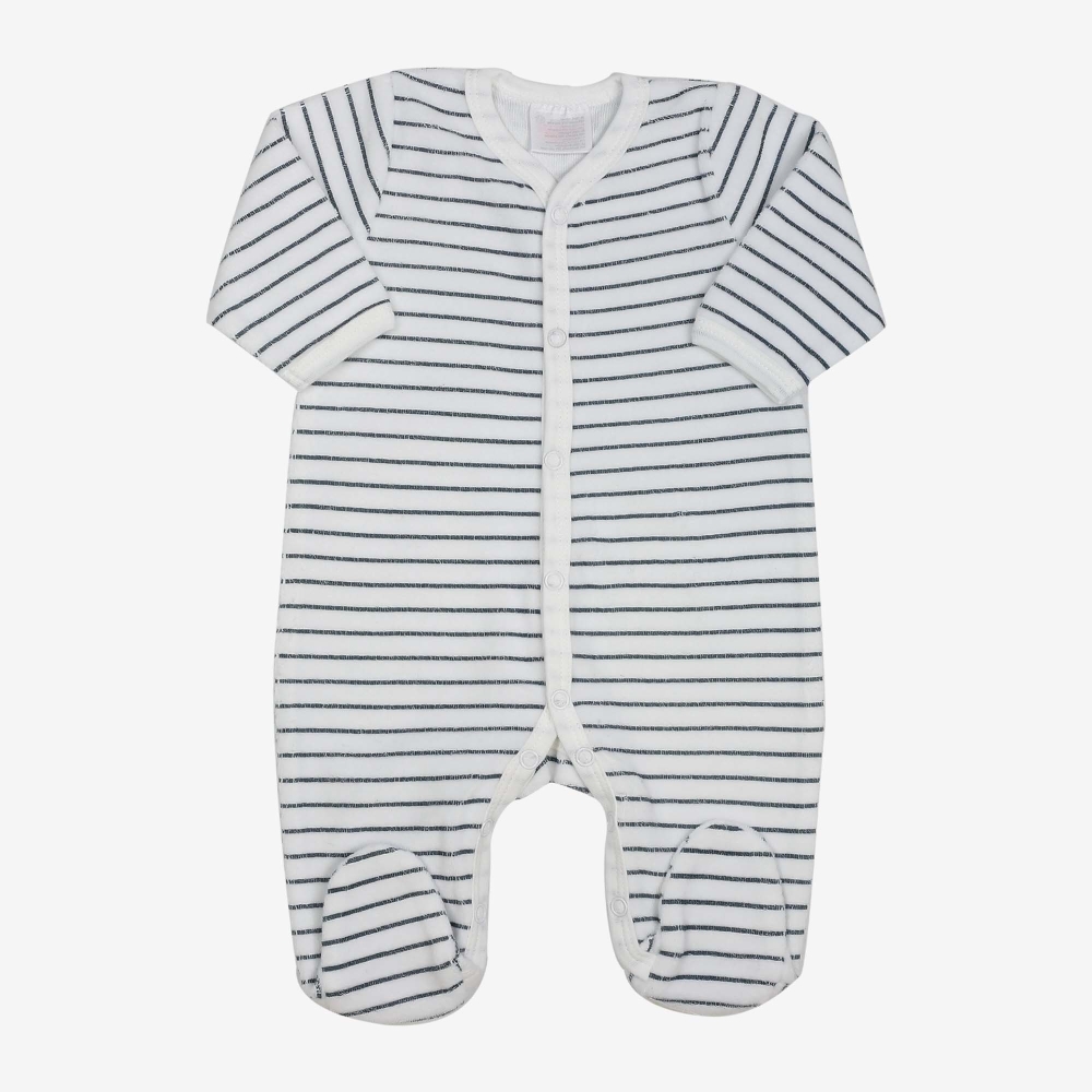 Marineblauer Ringelshirt-Pyjama aus Molton Marineblauer Ringelshirt-Pyjama aus Molton