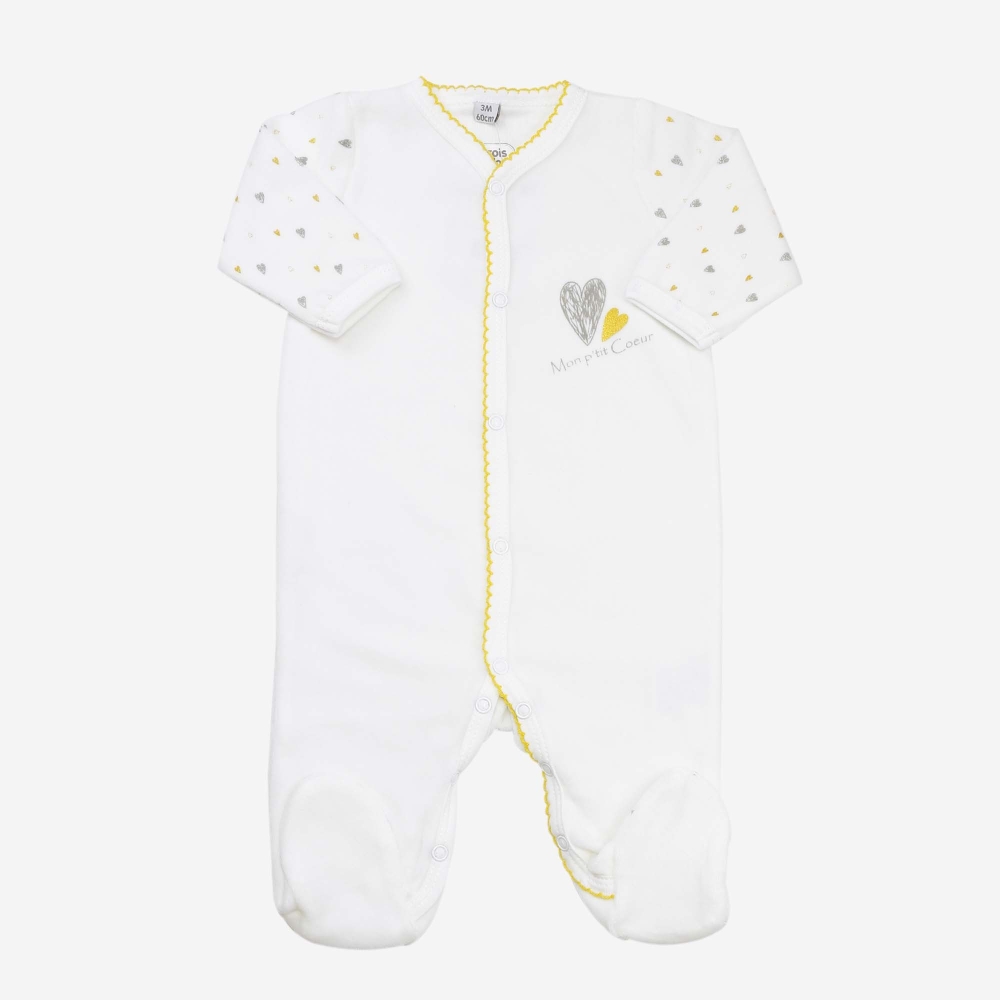 Pijama de bebé blanco u00ABmi pequeño corazónu00BB Pijama de bebé blanco u00ABmi pequeño corazónu00BB