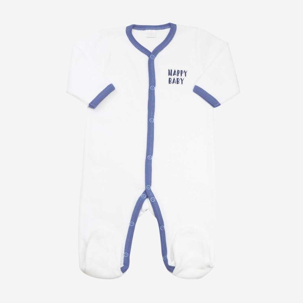 Pijama de bebé branco e azul "bebé feliz" Pijama de bebé branco e azul "bebé feliz"