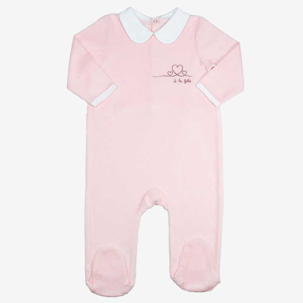 Pijama de veludo rosa-pó