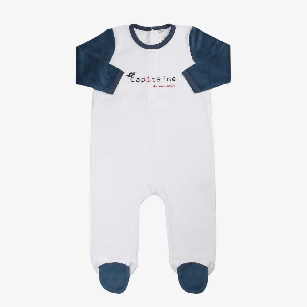 Pijama de bebé capitão branco e azul
