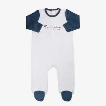 Pijama de bebé capitão branco e azul