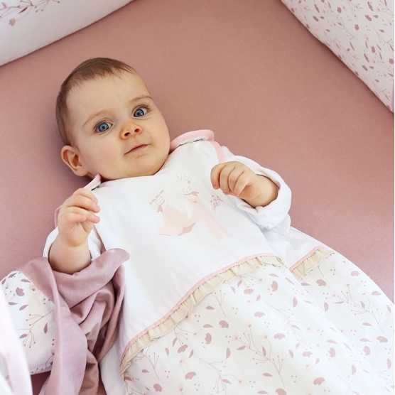 Saco de dormir para bebé de 90 cm com estampado floral sobre fundo branco - Rose & Lili