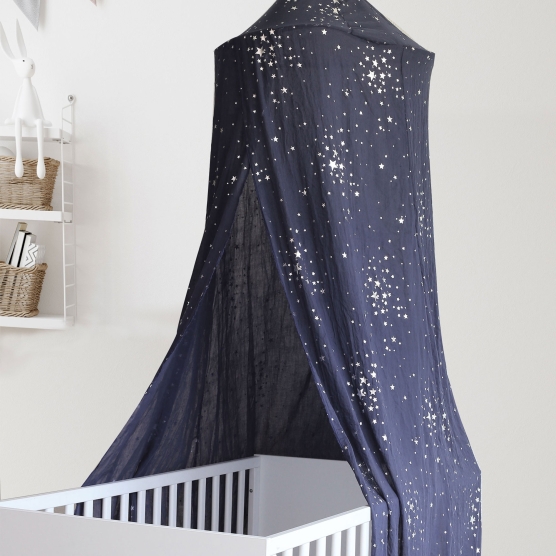 starry navy blue canopy