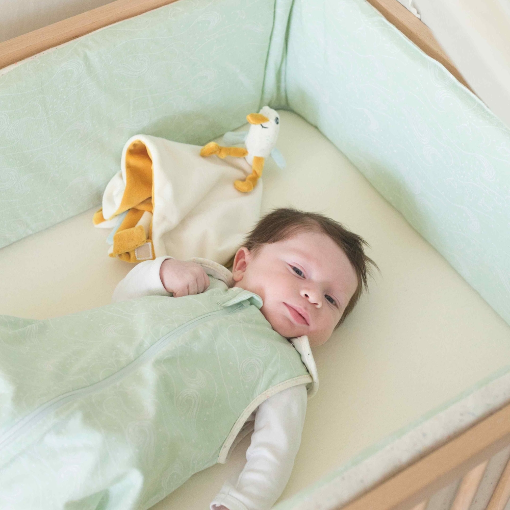 Baby mit seinem Kuscheltuch zur Geburt