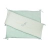 beige and light green crib bumper for high position crib