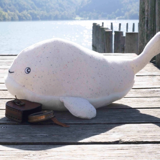 beige mottled whale plush toy 40 cm