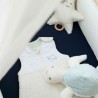Saco-cama mesclado bordado no berço