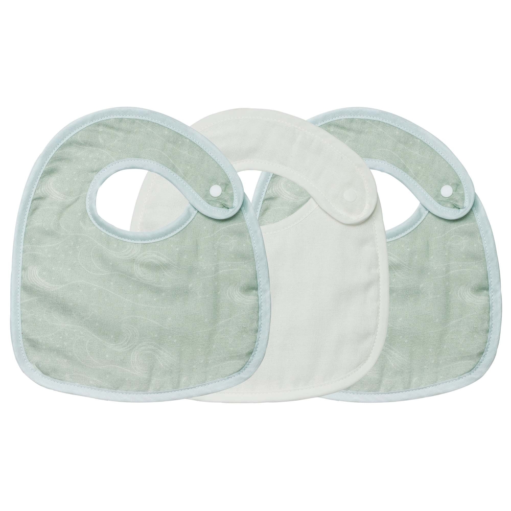 Set of 3 baby bibs - Water green - Oeko-tex Trois Kilos Sept - 1