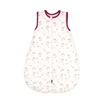 white and eggplant sleeping bag for newborn girl - 0/6 months