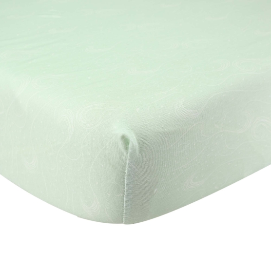 fitted sheet nova ocean green with ocean pattern product photo