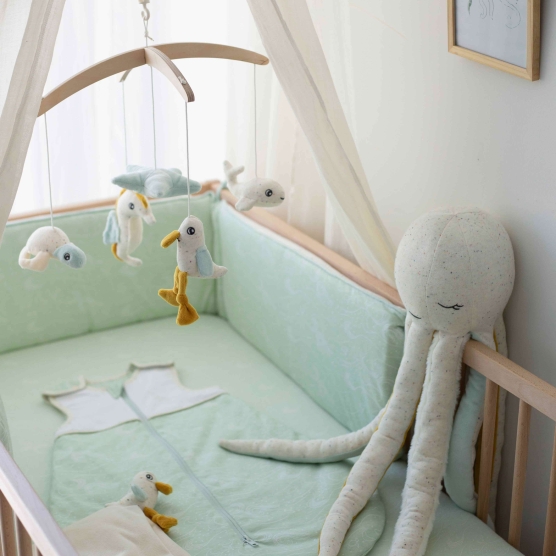 fitted sheet nova ocean green with ocean pattern product photo